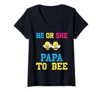 Femme Sexe révélant qu'il ou elle papa à abeille - Fête prénatale T-Shirt avec Col en V