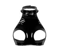 Femme Sexy Lingerie Nuit Redresse-Sein Bra Sein Nu Sexuel Sleepwear DéBardeur Court en Cuir avec Dos Nu Et éPaules DéNudéEs Haut Tank Tops sans Manches Fashion Bikini