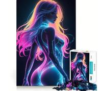 Femme Sexy sous néon Puzzle 1000 pièces pour Adultes Cadeau Stimulant et Amusant Jeu de réflexion Design Silencieux et raffiné Assemblage Facile Cadeau Exquis 38x52cm