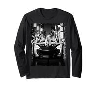 Femme sexy sur t-shirt - Sexy Blonde faisant des divisions sur la voiture BW Manche Longue
