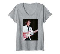 Femme Shadows Hank Marvin Apache Guitare Legend Live 1989 T-Shirt avec Col en V