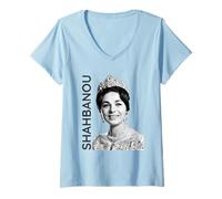 Femme Shahbanou Impératrice Iranienne Farah Pahlavi Era Impériale Perse T-Shirt avec Col en V