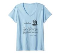 Femme Shakespeare Citation Be Not Afraid of Greatness - Twelfth Night T-Shirt avec Col en V