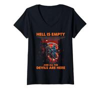 Femme Shakespeare Hell is Empty Citation Dark Tempest Littérature T-Shirt avec Col en V