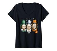 Femme Shakespeare Littérature Anglaise Leprechaun Saint Patrick Day T-Shirt avec Col en V