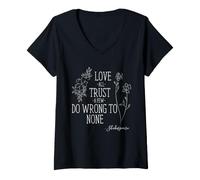 Femme Shakespeare Love All Trust Quelques Citations Ne Vous trompez Pas T-Shirt avec Col en V