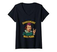 Femme Shakespeare Was Punk Humour Meme Vieilli T-Shirt avec Col en V