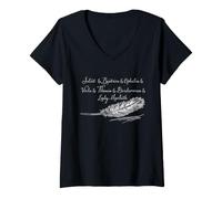Femme Shakespeare Women Characters Juliet Lady Macbeth Citation T-Shirt avec Col en V