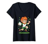 Femme Shamrock Sprint Match Day Magic St Patrick W nd T-Shirt avec Col en V