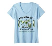 Femme Shamrock's Cocktail Club Shake Up Some Luck Tonight T-Shirt avec Col en V