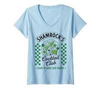 Femme Shamrock's Cocktail Club Shake Up Some Luck Tonight T-Shirt avec Col en V
