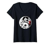 Femme Shaolin Kung Fu Moine Yin Yang Arts Martiaux Mixtes Chinois T-Shirt avec Col en V