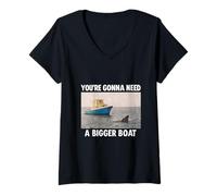 Femme Shark Encounter Rétro Classique T-Shirt avec Col en V