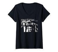 Femme She Goes Rock Band The La's There Portrait par AJ Barratt T-Shirt avec Col en V