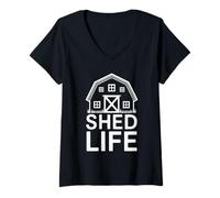 Femme Shed Life for Cabin Builders Tiny House Handyman T-Shirt avec Col en V