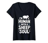 Femme Sheep I'm A Human with A Sheep Soul Sheep Animals T-Shirt avec Col en V