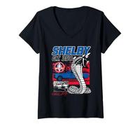 Femme Shelby GT 350 Race Car Collage Vintage Sports Car T-Shirt avec Col en V