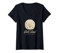 Femme Shell Island Florida Shelling Gift Souvenir Sand Dollar T-Shirt avec Col en V