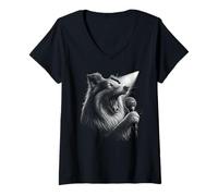 Femme Shetland Sheepdog chanteur chanteur amoureux des chiens T-Shirt avec Col en V
