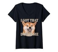 Femme Shiba Inu, j'ai ce chien en moi, mignon amoureux des chiens en colère T-Shirt avec Col en V
