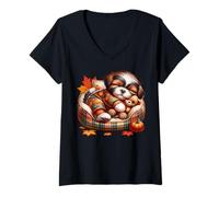 Femme Shih Tzu Dog Mom Graphic for Fall Women Cute Autumn Sleep T-Shirt avec Col en V
