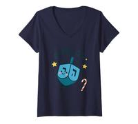 Femme Shine on Dreidel Joli Motif de Hanoukka T-Shirt avec Col en V