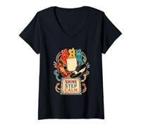 Femme Shine Step Calm Salsa Pas et Rythme en Duo T-Shirt avec Col en V