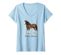 Femme Shire Horse Design Majestic Cheval de Trait équestre T-Shirt avec Col en V