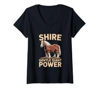 Femme Shire Horse Shire Giant Gentle Power Design T-Shirt avec Col en V