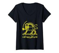 Femme Shiro Khorshid Lion et Soleil Persian Pride Emblème des Iraniens T-Shirt avec Col en V
