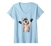 Femme Shirt Équipe Après-Ski Husky - Ski Groupe Hiver T-Shirt avec Col en V