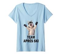 Femme Shirt Équipe Après-Ski Husky - Ski Groupe Hiver T-Shirt avec Col en V