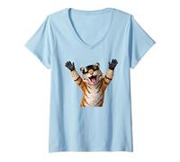 Femme Shirt Équipe Après-Ski Tigre - Ski Groupe Hiver T-Shirt avec Col en V