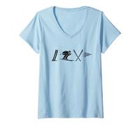 Femme Shirt Love Ski - Amour du Ski Montagne Hiver T-Shirt avec Col en V