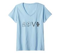 Femme Shirt Love Ski - Amour du Ski Montagne Hiver T-Shirt avec Col en V
