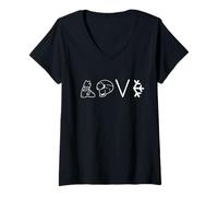 Femme Shirt Love Ski - Amour du Ski Montagne Hiver T-Shirt avec Col en V