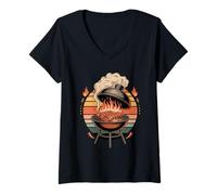 Femme Shish Kebab Retro Grill T-Shirt avec Col en V