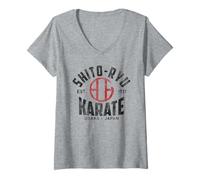 Femme Shito-RYU Karate Do Arts Martiaux Japonais Osaka Vintage T-Shirt avec Col en V