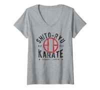 Femme Shito RYU Karate Do Martial Arts Japan Tokyo Vintage T-Shirt avec Col en V