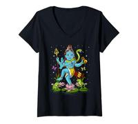 Femme Shiva Dieu Hindou Zen Yoga Méditation Hindouisme Spirituel T-Shirt avec Col en V