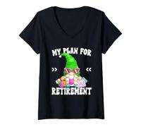 Femme Shopping Retirement GNOME for Women Retired Grandma Life T-Shirt avec Col en V