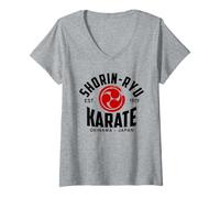 Femme Shorin-RYU Karate Do Arts Martiaux Japonais Okinawa T-Shirt avec Col en V