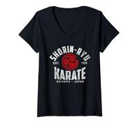 Femme Shorin-RYU Karate Do Arts Martiaux Japonais Okinawa Vintage T-Shirt avec Col en V