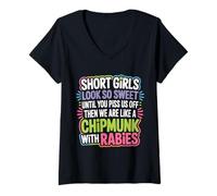 Femme Short Girls Sweet Until We're Chipmunks with Rabies - T-Shirt avec Col en V