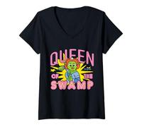 Femme Shrek Emoji Queen of The Swamp T-Shirt avec Col en V