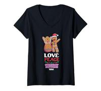 Femme Shrek Gingy Love Peace Gumdrop Buttons T-Shirt avec Col en V