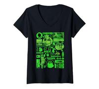 Femme Shrek Green Vibes Only Eco Collage T-Shirt avec Col en V