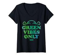 Femme Shrek Green Vibes Only Nature T-Shirt avec Col en V