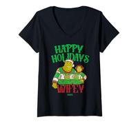 Femme Shrek Happy Holidays Wifey T-Shirt avec Col en V