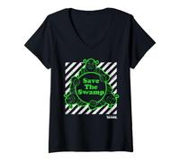 Femme Shrek Save The Swamp Green Vibes T-Shirt avec Col en V